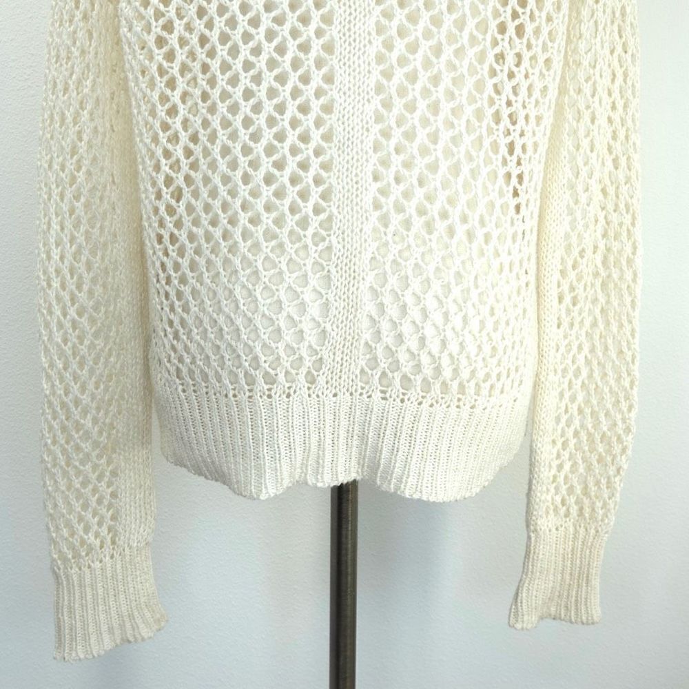 360 Sweater Sweater Open Crochet Knit Design Silk and Linen Size Small - Picture 7 of 15